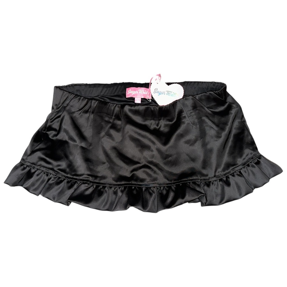 Sugar Thrillz Black Satin Micro Mini Skirt